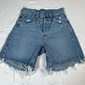 Levi's High Waisted Shorts 501 Mid Thigh Button Fly Size 23 Denim